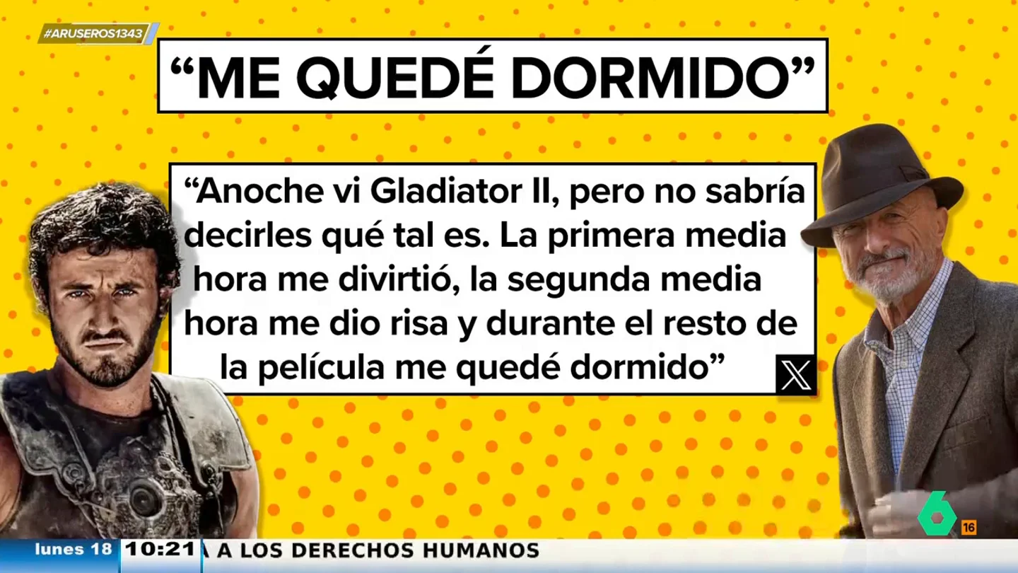 La crítica viral de Arturo Pérez-Reverte del final de 'Gladiador 2': "Me dormí" La crítica viral de Arturo Pérez-Reverte del final de 'Gladiador 2': "Me dormí"