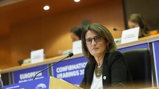 Teresa Ribera, durante su intervención en el Parlamento Europeo. Teresa Ribera, durante su intervención en el Parlamento Europeo.