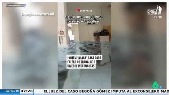 Un joven utiliza un filtro de TikTok para hacer ver que su casa está inundada y no ir a trabajar Un joven utiliza un filtro de TikTok para hacer ver que su casa está inundada y no ir a trabajar