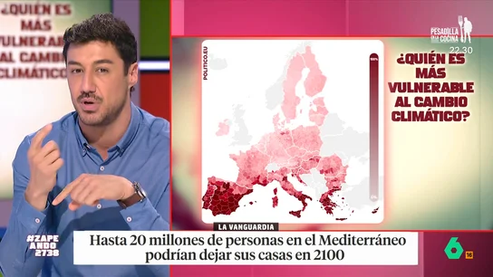 Un estudio expone quiénes son los más vulnerables ante el cambio climático: "Peligran las casas de 20 millones de personas" Francisco Cacho indica que España es una de las zonas más vulnerables de Europa. Debido a ello, no solo peligran casas sino también lugares de interés cultural o instalaciones como aeropuertos.