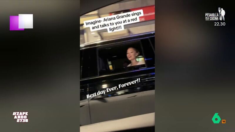 Ariana Grande sorprende a un fan que escuchaba su música en el coche: se pone a cantar con él uno de sus temas