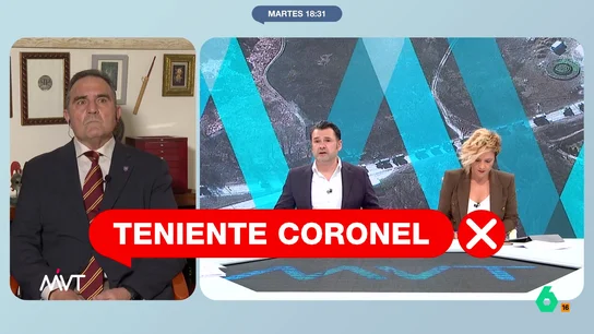 Iñaki López se disculpa con el teniente general Gan Pampols por el lapsus con su rango Iñaki López y Cristina Pardo conversan con el teniente general Gan Pampols, que fue colaborador del programa en 2022 y ahora ha sido elegido nuevo vicepresidente de reconstrucción por el Gobierno de Mazón.