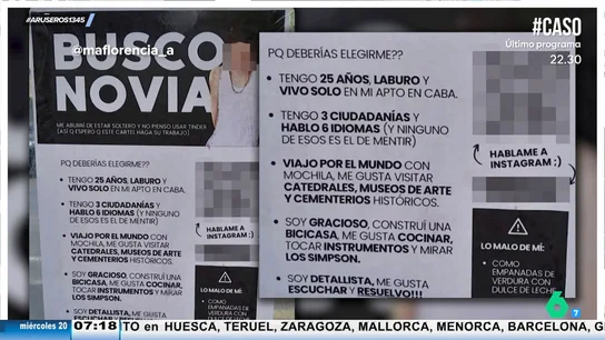 Un argentino coloca carteles por la calle para buscar novia: "Hablo seis idiomas, ninguno el de la mentira" Un argentino coloca carteles por la calle para buscar novia: "Hablo seis idiomas, ninguno el de la mentira"