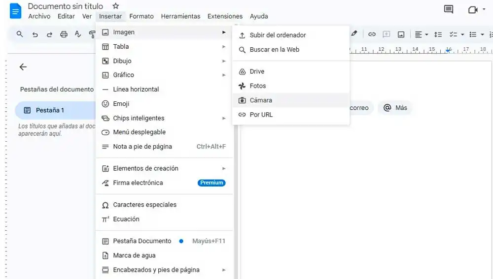 Insertando imagen desde la webcam Insertando imagen desde la webcam