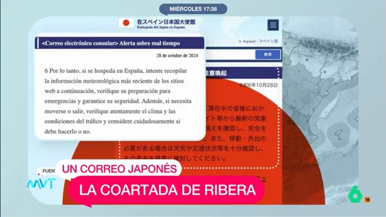 Japón avisó de la DANA a sus residentes en España tras conocer el aviso de la AEMET, antes que Mazón Japón avisó de la DANA a sus residentes en España tras conocer el aviso de la AEMET, antes que Mazón