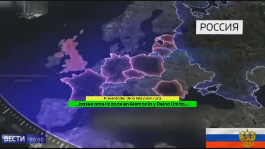Mapa de la televisión rusa que amenaza a Europa Mapa de la televisión rusa que amenaza a Europa