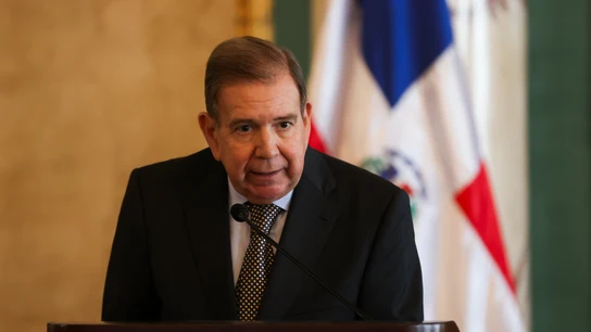 El líder opositor venezolano Edmundo González Urrutia habla en el Palacio Nacional de Santo Domingo este jueves El líder opositor venezolano Edmundo González Urrutia habla en el Palacio Nacional de Santo Domingo este jueves