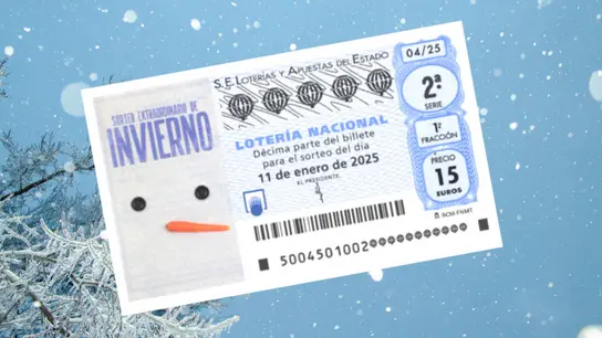 Cupón del Sorteo Extraordinario de Invierno de la Lotería Nacional de 2025 a cargo de Loterías y Apuestas del Estado. Cupón del Sorteo Extraordinario de Invierno de la Lotería Nacional de 2025 a cargo de Loterías y Apuestas del Estado.