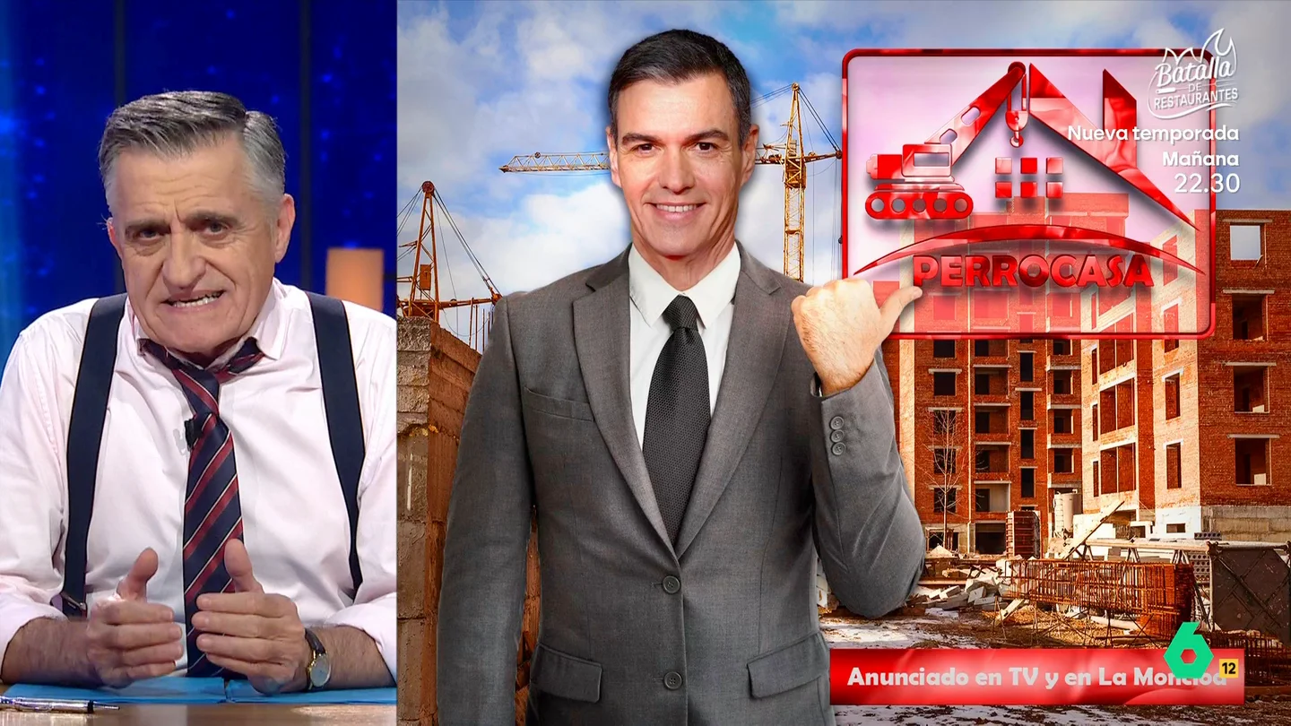 Wyoming analiza las propuestas de vivienda de PSOE y PP: "A tu casa no le faltará de nada, menos los acabados" Wyoming y Sandra Sabatés analizan las principales medidas presentadas tanto por Pedro Sánchez como Alberto Núñez Feijóo en materia de vivienda, que en este vídeo convierte en 'ofertas' inmobiliarias de 'El Galleguista' y 'Perrocasa'.