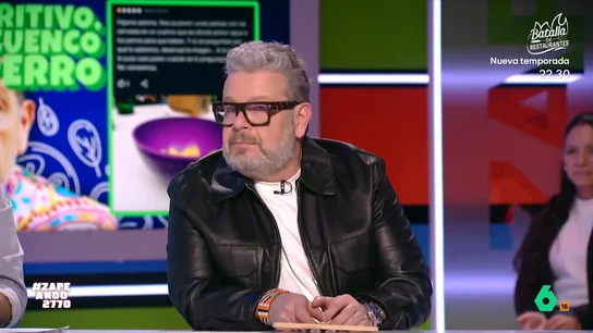 Alberto Chicote, tras escuchar una mala reseña de un restaurante: "Es un recurso para que le saquen en redes por gracioso" "Las reseñas en general no tienen prácticamente verdad", afirma Alberto Chicote en Zapeando, donde habla sobre el estreno de 'Batalla de restaurantes' y participa en un juego para elegir qué reseñas de restaurantes son reales y cuáles 'invent'.