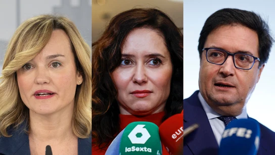 Imágenes de Pilar Alegría, Isabel Díaz Ayuso y Óscar López Imágenes de Pilar Alegría, Isabel Díaz Ayuso y Óscar López
