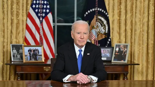 El presidente de Estados Unidos, Joe Biden, durante su discurso de despedida desde el Despacho Oval de la Casa Blanca El presidente de Estados Unidos, Joe Biden, durante su discurso de despedida desde el Despacho Oval de la Casa Blanca