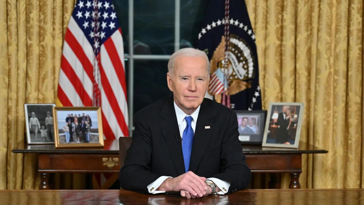 El presidente de Estados Unidos, Joe Biden, durante su discurso de despedida desde el Despacho Oval de la Casa Blanca El presidente de Estados Unidos, Joe Biden, durante su discurso de despedida desde el Despacho Oval de la Casa Blanca