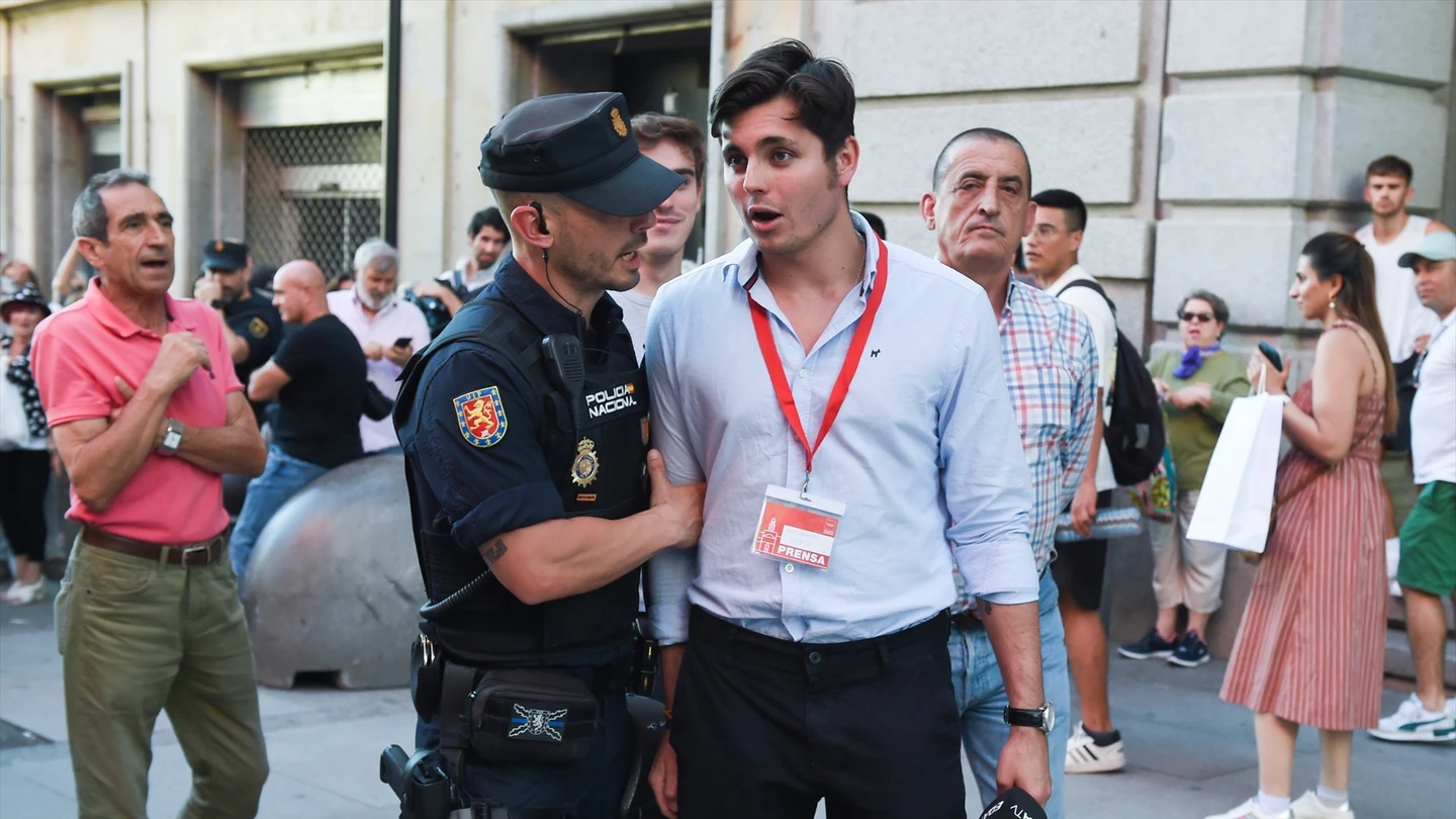 El agitador ultra, Vito Quiles, durante una concentración en Madrid en junio de 2024. El agitador ultra, Vito Quiles, durante una concentración en Madrid en junio de 2024.