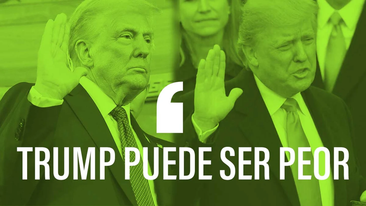 A la izquierda Trump en la jura de su segundo mandato, a la derecha Trump en la toma de su primer mandato A la izquierda Trump en la jura de su segundo mandato, a la derecha Trump en la toma de su primer mandato