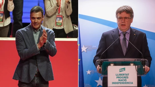Pedro Sánchez y Carles Puigdemont. Pedro Sánchez y Carles Puigdemont.