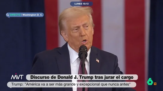 Cristina Pardo, sobre la poca "caballerosidad" de Trump en su discurso Cristina Pardo comenta en este vídeo el momento en que Trump aprovecha su discurso tras jurar el cargo como presidente de EEUU y aprovecha para atacar la Administración Biden. "Él está ahí, no cómo él, que no fue a la toma de posesión", recuerda.