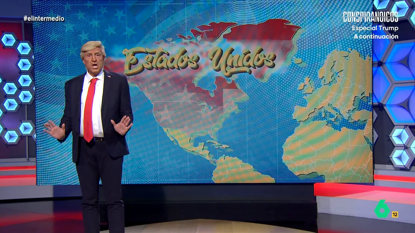 'Donald Trump' 'reescribe' el mapa del mundo tras llegar a presidente: "Groenlandia y Canadá son solo el principio" Raúl Pérez imita en este vídeo a un exultante Donald Trump dispuesto a quedarse con los países del mundo que quiere y renombrarlos a su gusto, desde Trumpzania a Santiago de Compostela, que "será de mi amigo Abascal".