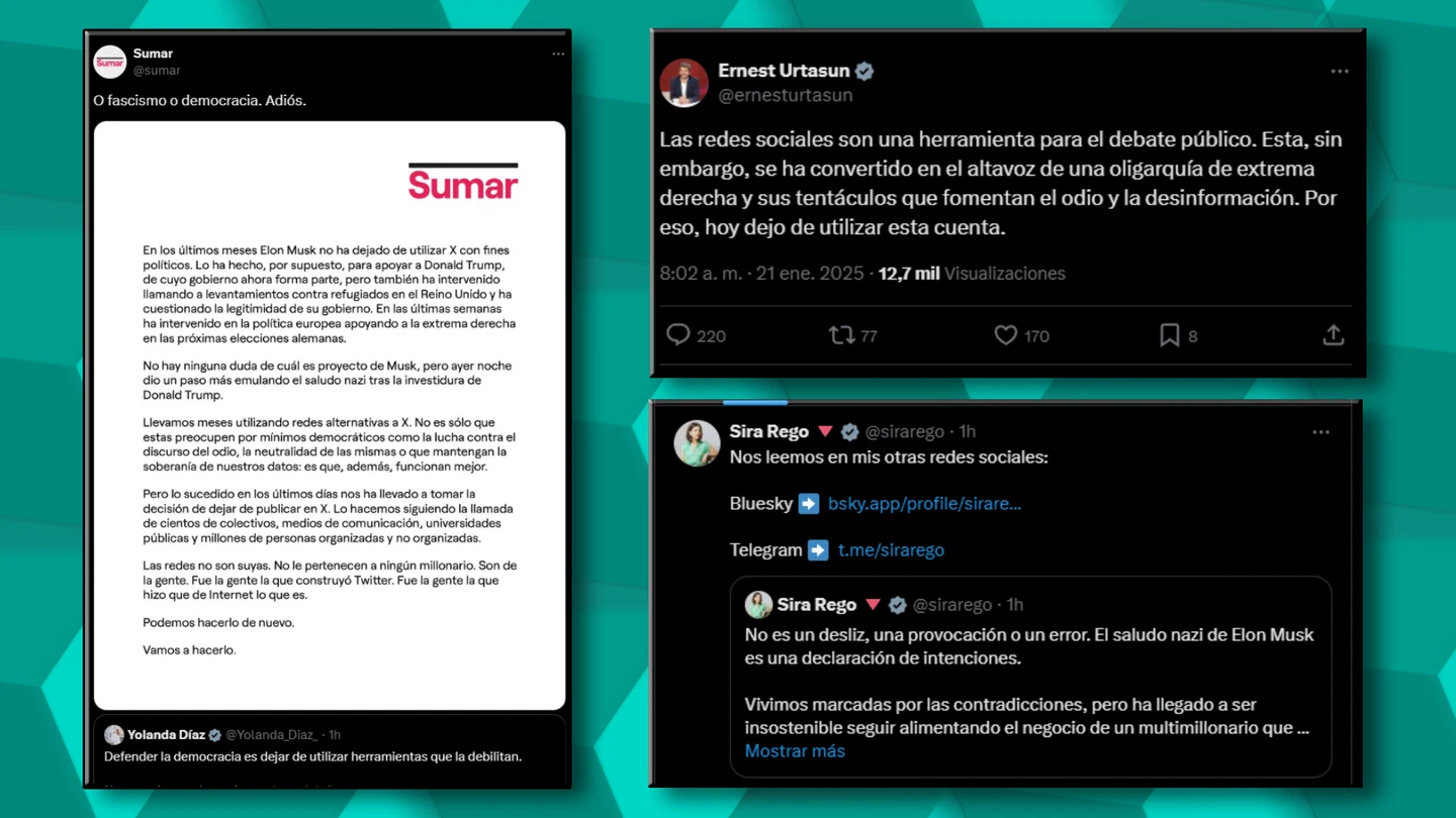 Capturas de las publicaciones de Díaz, Urtasun y Rego. Capturas de las publicaciones de Díaz, Urtasun y Rego.