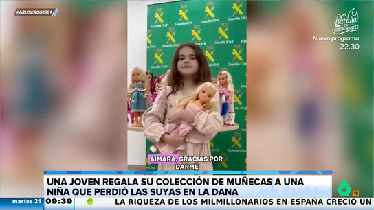 Una joven dona su colección de muñecas a una niña que perdió todos sus juguetes en la DANA: "Aimara, gracias" Una joven dona su colección de muñecas a una niña que perdió todos sus juguetes en la DANA: "Aimara, gracias"