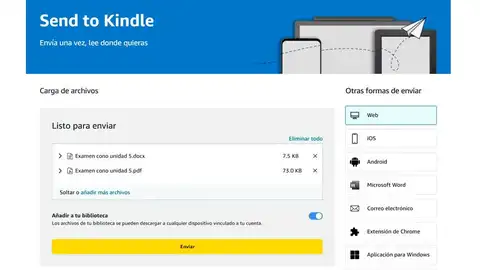 Enviando archivos a kindle Enviando archivos a kindle