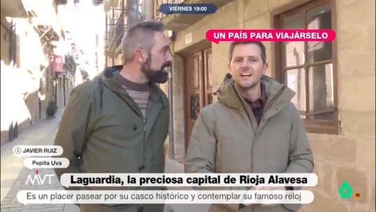 Luis Calero visita Laguardia, la preciosa capital de La Rioja alavesa El reportero recorre el municipio riojano para descubrir esta histórica localidad de la mano de Juan Ruiz. Además, tampoco degusta uno de sus postres más típicos: el hojaldre.