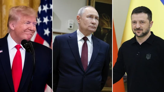 Donald Trump, Vladímir Putin y Volodímir Zelenski. Donald Trump, Vladímir Putin y Volodímir Zelenski.