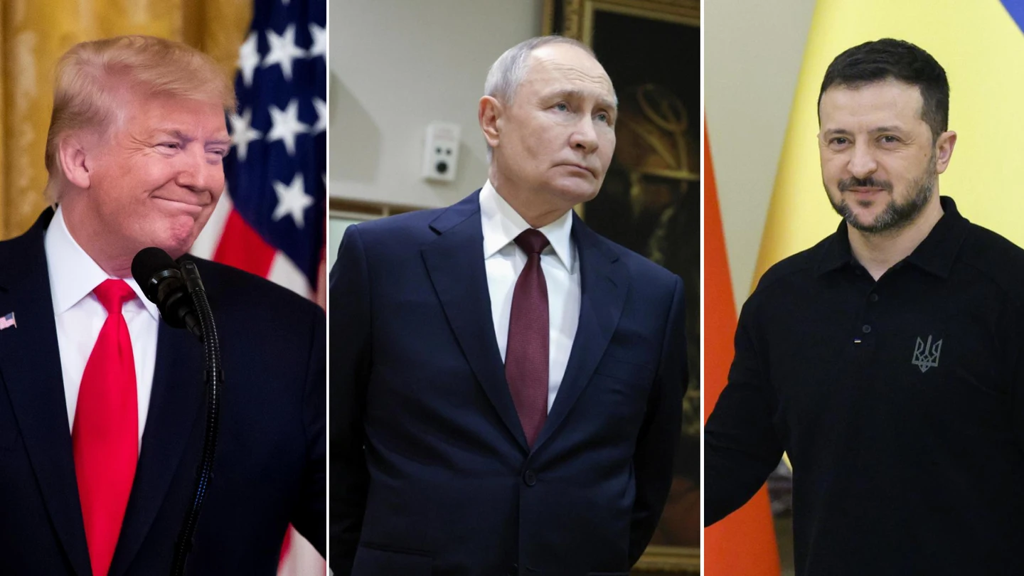 Donald Trump, Vladímir Putin y Volodímir Zelenski. Donald Trump, Vladímir Putin y Volodímir Zelenski.