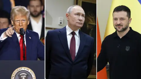 Donald Trump, Vladímir Putin y Volodímir Zelenski. Donald Trump, Vladímir Putin y Volodímir Zelenski.