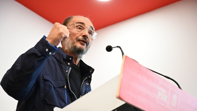 Javier Lambán, durante la campaña de las municipales y autonómicas de 2024.