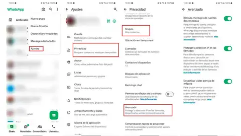Ajustes de privacidad en WhatsApp Ajustes de privacidad en WhatsApp