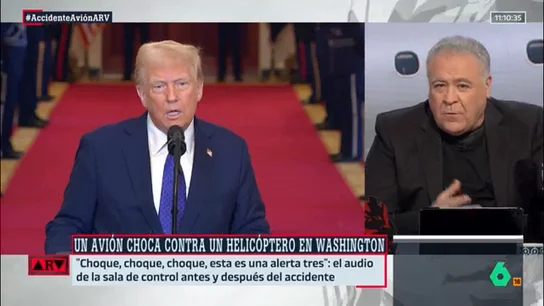 Ferreras reacciona a las declaraciones de Trump sobre el accidente aéreo: "Se pronuncia como si fuese un cuñado más americano" Ferreras reacciona a las declaraciones de Trump sobre el accidente aéreo: "Se pronuncia como si fuese un cuñado más americano"