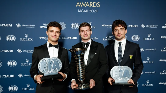 Lando Norris, Max Verstappen y Charles Leclerc Lando Norris, Max Verstappen y Charles Leclerc