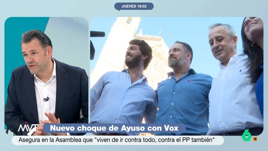 Iñaki López responde a Vox y su crítica a "los de fuera": "Se referirá a los migrantes que se dan de alta y van a pagar las pensiones" Iñaki López analiza en este vídeo al bronco debate entre Ayuso y la portavoz de Vox en la Asamblea de Madrid y reacciona al discurso de la formación de extrema derecha, que "utilizan siempre una serie de titulares para generar polémica".