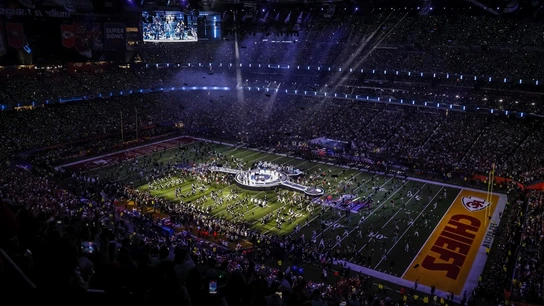 Vista de un 'halftime show' durante la celebración de un Super Bowl Vista de un 'halftime show' durante la celebración de un Super Bowl