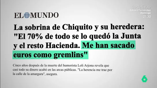 Un periodista, sobre la herencia de Chiquito: "Su sobrina heredó cuatro millones, pero la heredera universal es la Junta de Andalucía" Un periodista, sobre la herencia de Chiquito: "Su sobrina heredó cuatro millones, pero la heredera universal es la Junta de Andalucía"