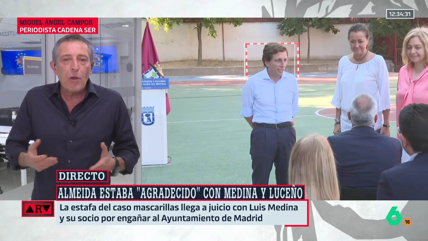 Miguel Ángel Campos, a Almeida tras arrepentirse de su agradecimiento a Luis Medina: "Su carta les facilitó sus negocios" Miguel Ángel Campos, a Almeida tras arrepentirse de su agradecimiento a Luis Medina: "Su carta les facilitó sus negocios"