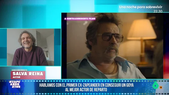 Salva Reina, Goya a mejor actor de reparto, sobre su premio: "Las muestras de cariño están siendo abrumadoras" El actor agradeció su premio con un sentido discurso pero, como le recuerda Quique Peinado, se olvido del programa. "Se lo dedique a mis amigos y amigas... os incluí ahí. Son los nervios, perdonadme", se excusa Salva, entre risas.