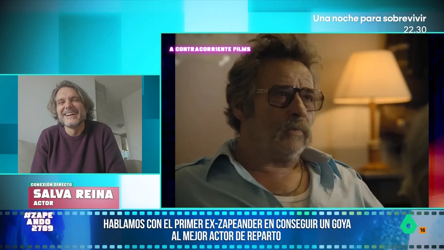 Salva Reina, Goya a mejor actor de reparto, sobre su premio: "Las muestras de cariño están siendo abrumadoras" El actor agradeció su premio con un sentido discurso pero, como le recuerda Quique Peinado, se olvido del programa. "Se lo dedique a mis amigos y amigas... os incluí ahí. Son los nervios, perdonadme", se excusa Salva, entre risas.
