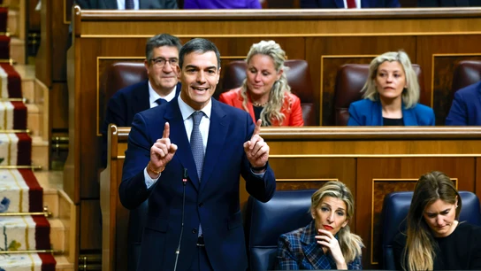 El presidente del Gobierno, Pedro Sánchez, durante su intervención en la primera sesión de control al Ejecutivo del año El presidente del Gobierno, Pedro Sánchez, durante su intervención en la primera sesión de control al Ejecutivo del año