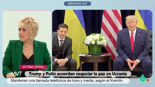 Cristina Pardo encuentra una "cosa muy loable" de Donald Trump: "Habla todos los días con la prensa, es increíble" Donald Trump hablaba hoy ante los medios de comunicación y destacaba la cordialidad de su reunión con Vladimir Putin sobre Ucrania, un gesto que en este vídeo de Más Vale Tarde llama la atención a Cristina Pardo.