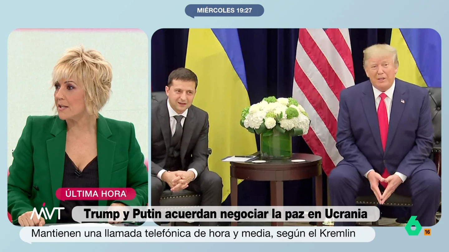 Cristina Pardo encuentra una "cosa muy loable" de Donald Trump: "Habla todos los días con la prensa, es increíble" Donald Trump hablaba hoy ante los medios de comunicación y destacaba la cordialidad de su reunión con Vladimir Putin sobre Ucrania, un gesto que en este vídeo de Más Vale Tarde llama la atención a Cristina Pardo.