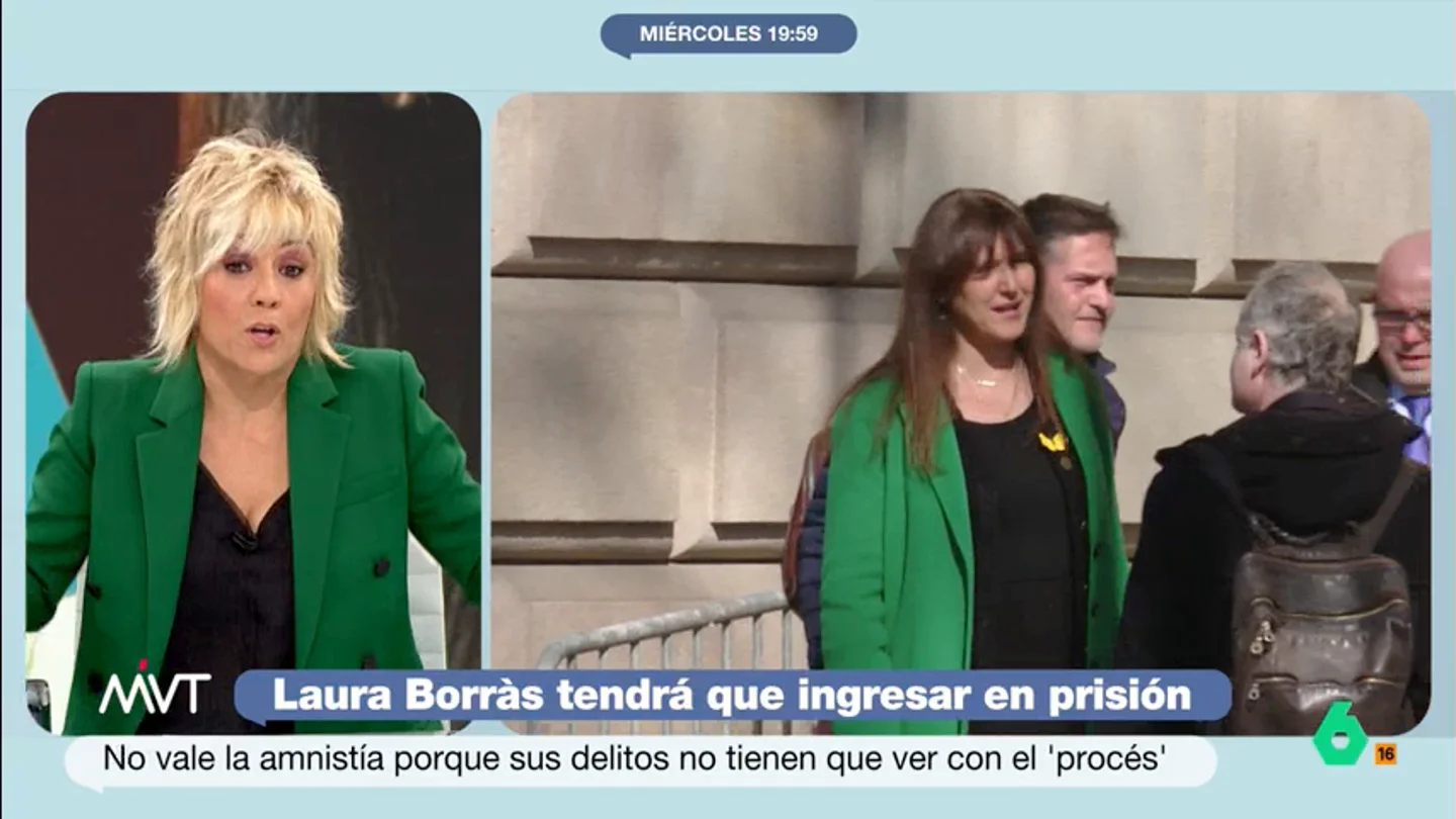 Cristina Pardo, a los políticos que apoyan a Laura Borràs: "Aplaudir a una condenada por corrupción... ¡que es nuestro dinero!" "Me pregunto cuál es el concepto que tienen de gestionar el dinero de los ciudadanos", comenta Cristina Pardo en este vídeo donde Más Vale Tarde analiza las reacciones tras la condena del Supremo a Laura Borràs.