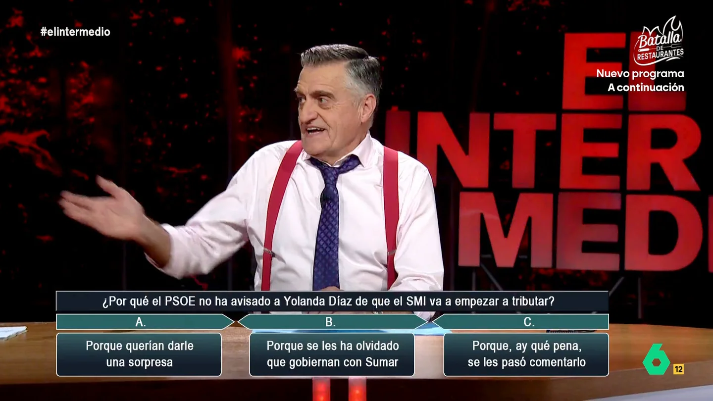 Wyoming reacciona al tenso rifirrafe entre Yolanda Díaz y Pilar Alegría: "Pues para estar así, casaros" Wyoming y Sandra Sabatés analizan en este vídeo el tenso cruce de declaraciones entre Yolanda Díaz y Pilar Alegría durante la rueda de prensa en la que se anunciaba la subida del SMI y que, por primera vez, va a tributar en el IRPF.