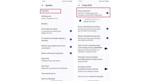 Activando Chats RCS Activando Chats RCS