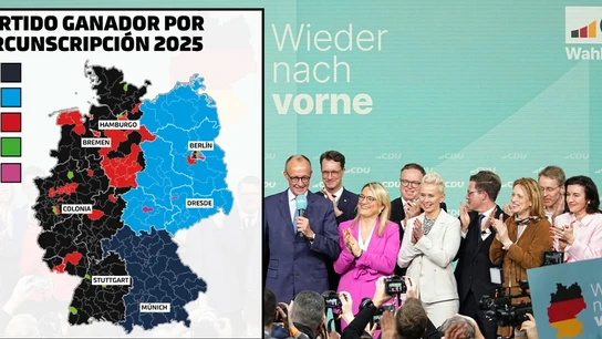 Así queda una Alemania que vuelve a dividirse en el mapa: la CDU lidera la parte occidental y la AfD la oriental Así queda una Alemania que vuelve a dividirse en el mapa: la CDU lidera la parte occidental y la AfD la oriental