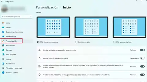 Personalizando el menú de inicio Personalizando el menú de inicio