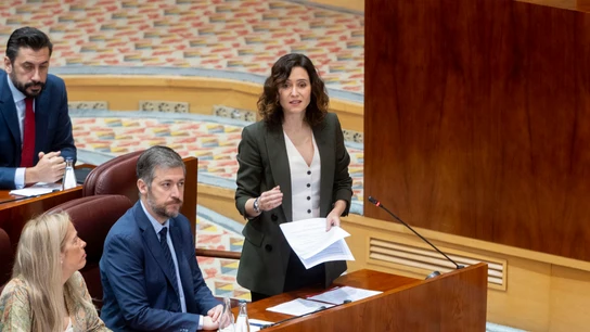 La presidenta de la Comunidad de Madrid, Isabel Díaz Ayuso, interviene durante un pleno en la Asamblea de Madrid La presidenta de la Comunidad de Madrid, Isabel Díaz Ayuso, interviene durante un pleno en la Asamblea de Madrid