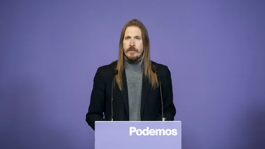 El portavoz de Podemos Pablo Fernández durante una rueda de prensa, en la sede de Podemos, a 8 de enero de 2024 El portavoz de Podemos Pablo Fernández durante una rueda de prensa, en la sede de Podemos, a 8 de enero de 2024