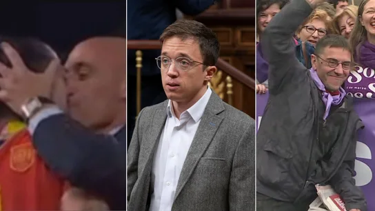 Rubiales besa a Jenni Hermoso, Iñigo Errejón y Juan Carlos Monedero Rubiales besa a Jenni Hermoso, Iñigo Errejón y Juan Carlos Monedero